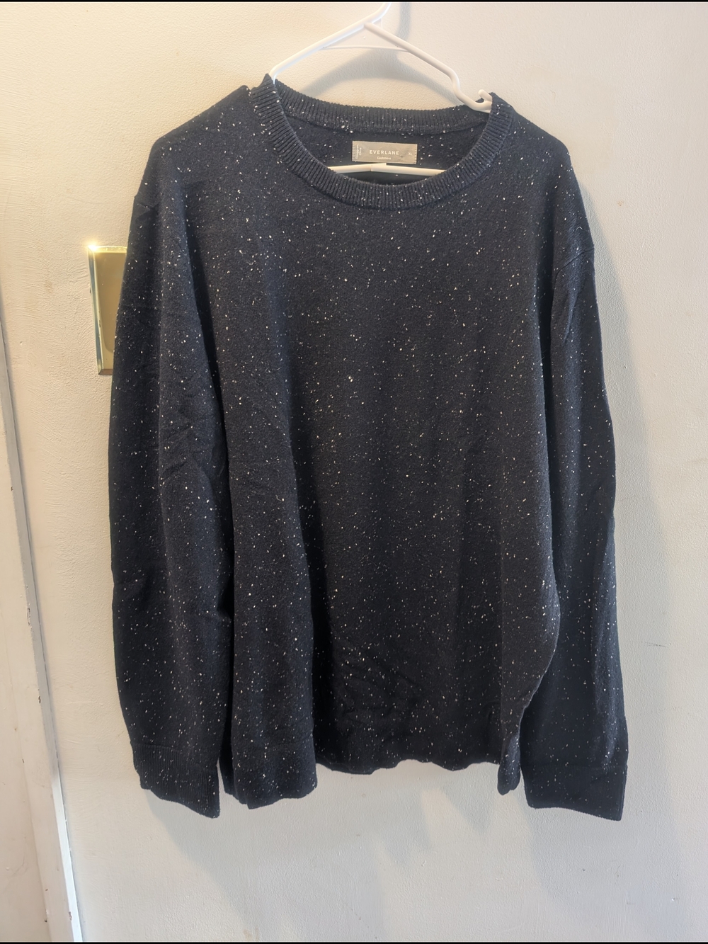 Everlane Men's Navy Speckled Crew Sweater